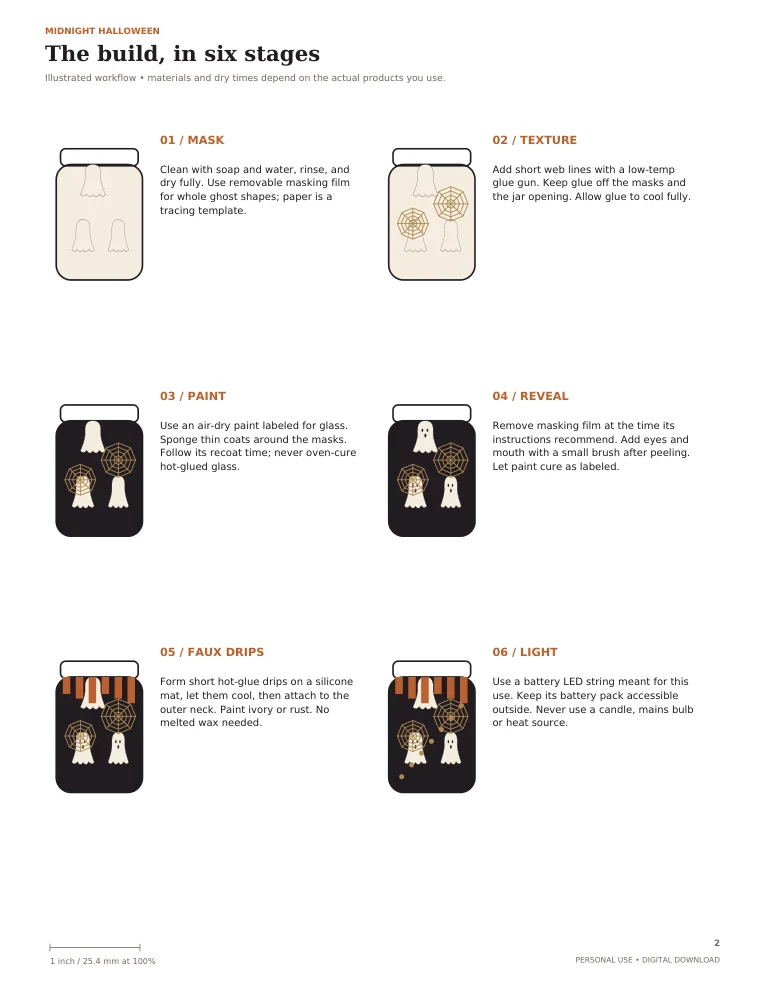 Actual printable page from Ghost Jar Lantern